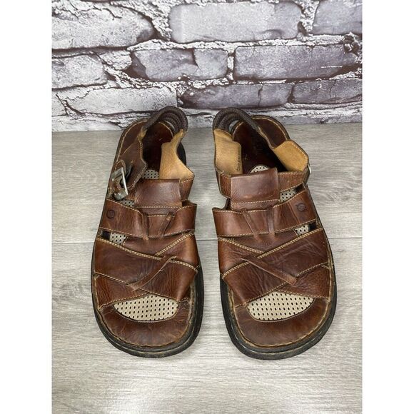 Born Brown Leather Fisherman Comfort Strap Casual Sandals Men’s Sz 46EU/12M US - Picture 1 of 16